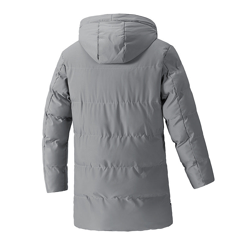 KZZ Men's Thick Winter Warm Coat Plus Size Cold Weather Jacket with Hood Long Sleeve Front Button Design