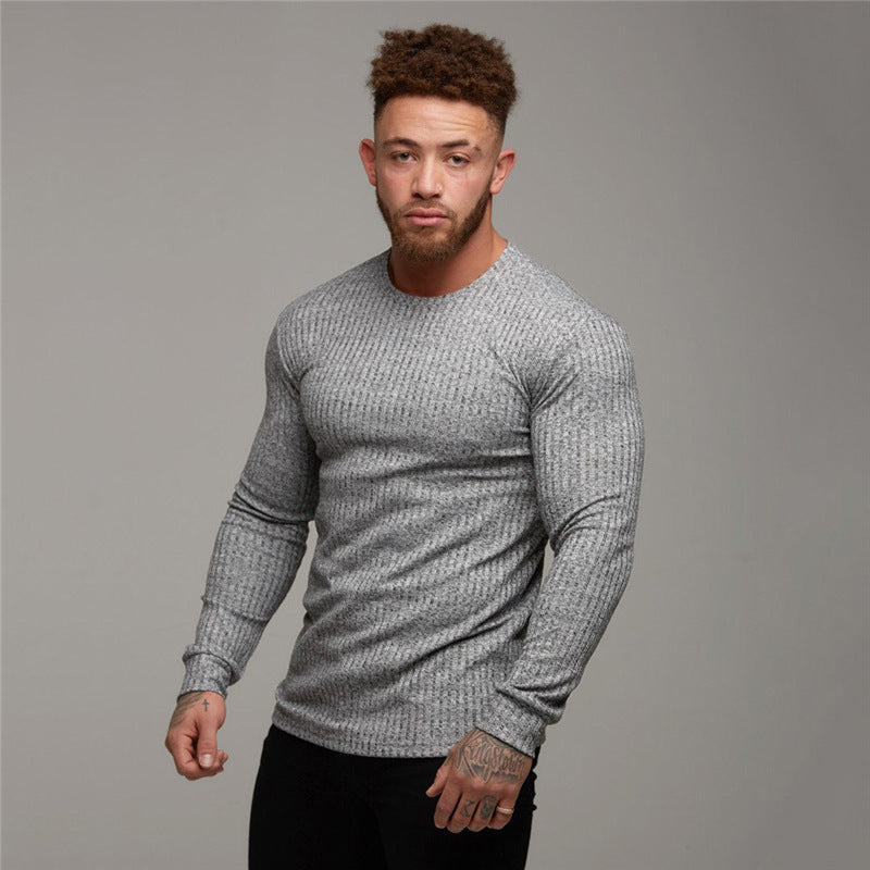 KZZ Slim Fit Knit Long Sleeve T-Shirt for Men