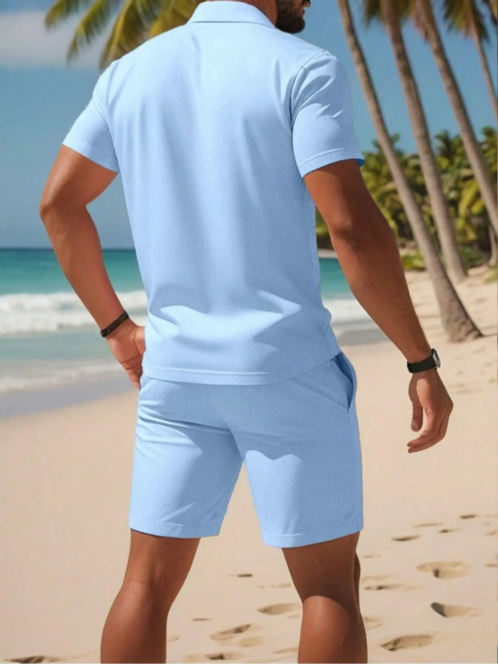 KZZ Casual sportswear versatile slim fit short-sleeved fashion suit for men