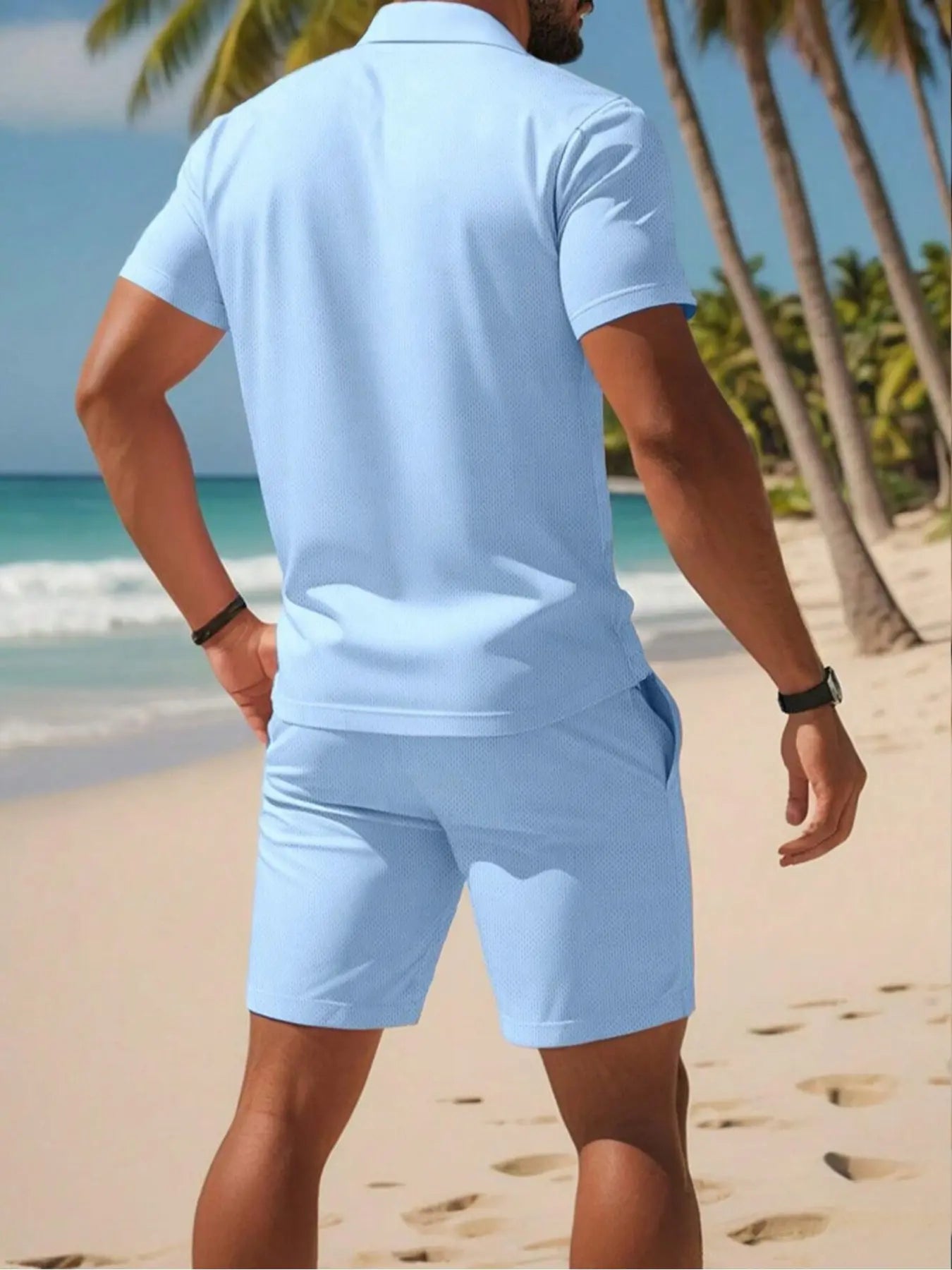 KZZ Casual sportswear versatile slim fit short-sleeved fashion suit for men