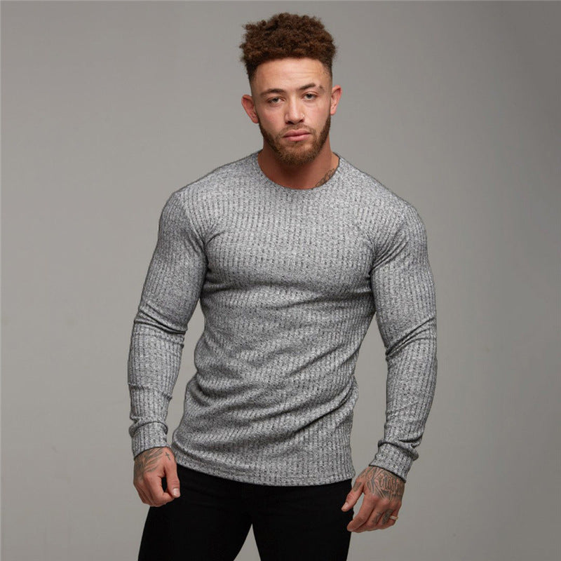 KZZ Slim Fit Knit Long Sleeve T-Shirt for Men