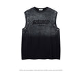 KZZ Men's American Retro-Style Sleeveless Tank Top with Gradient Letter Print