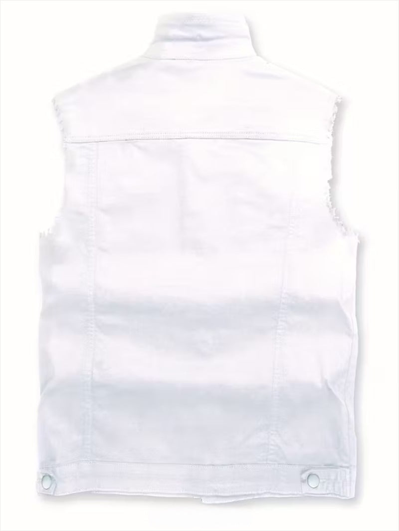 KZZ Men's White Denim Jacket