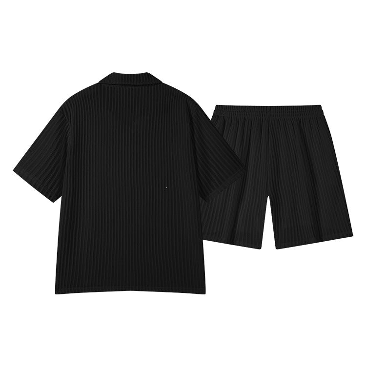 KZZ Short-Sleeve V-Neck Polo Top and Shorts Set