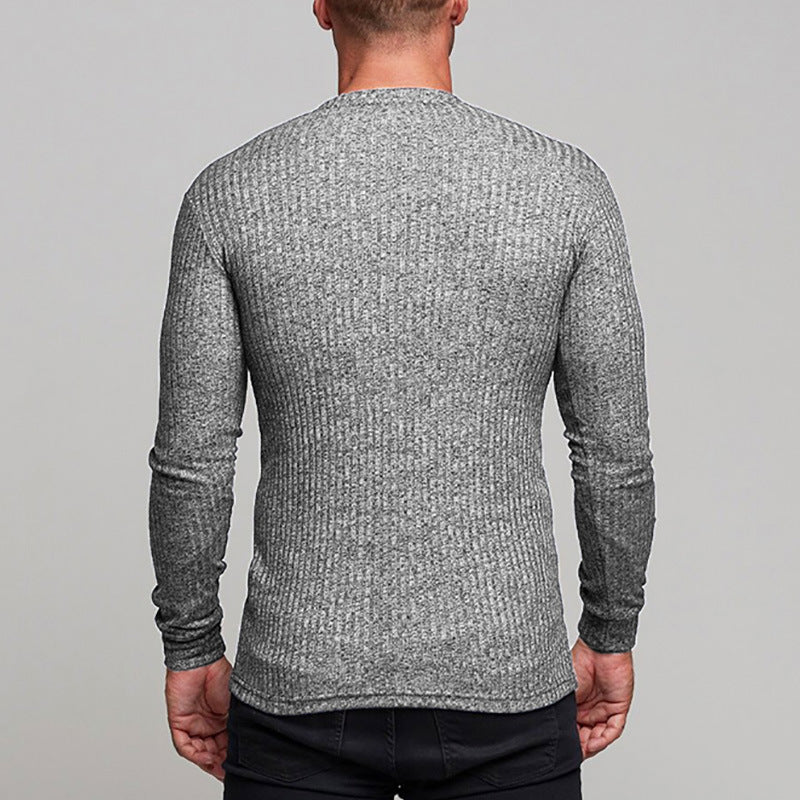 KZZ Slim Fit Knit Long Sleeve T-Shirt for Men