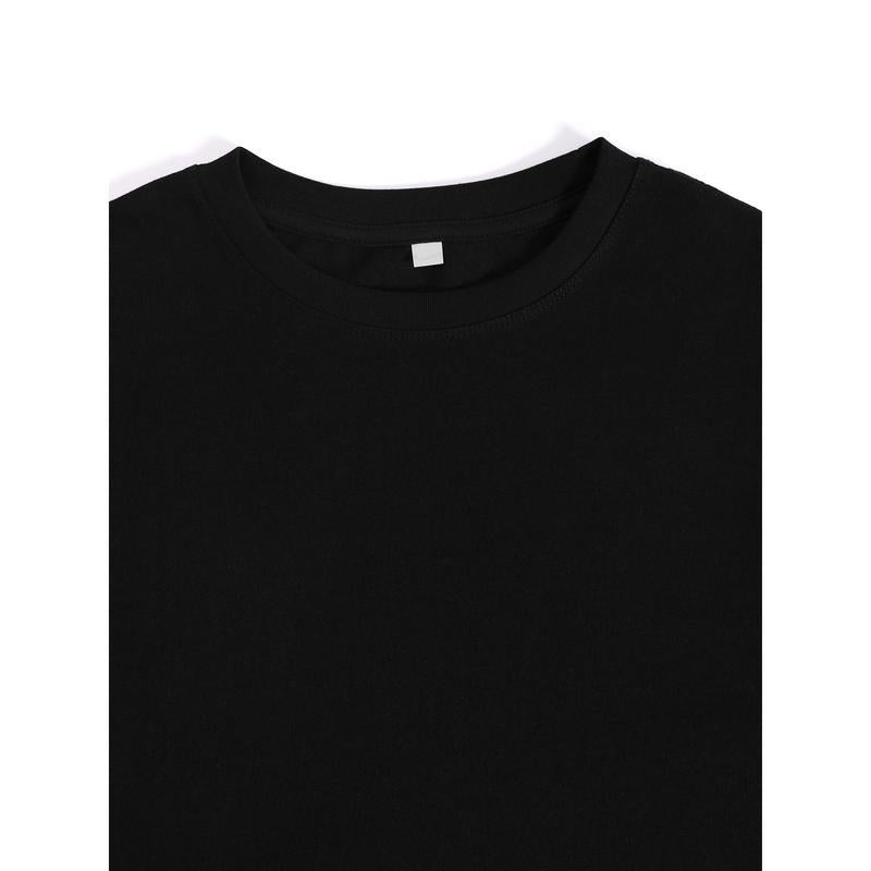 KZZ Men's black crew neck short-sleeved shirt (with flag pattern on the back)