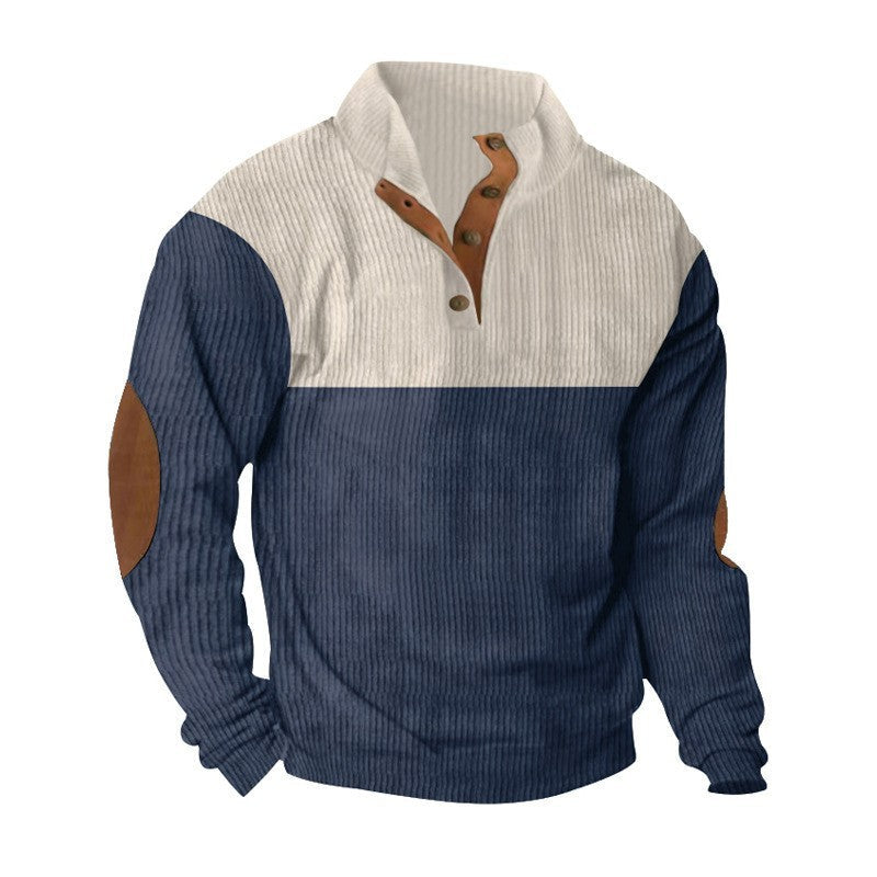 KZZ Men's Color Block Casual Hoodie, Half-Zip Long-Sleeve Sweatshirt