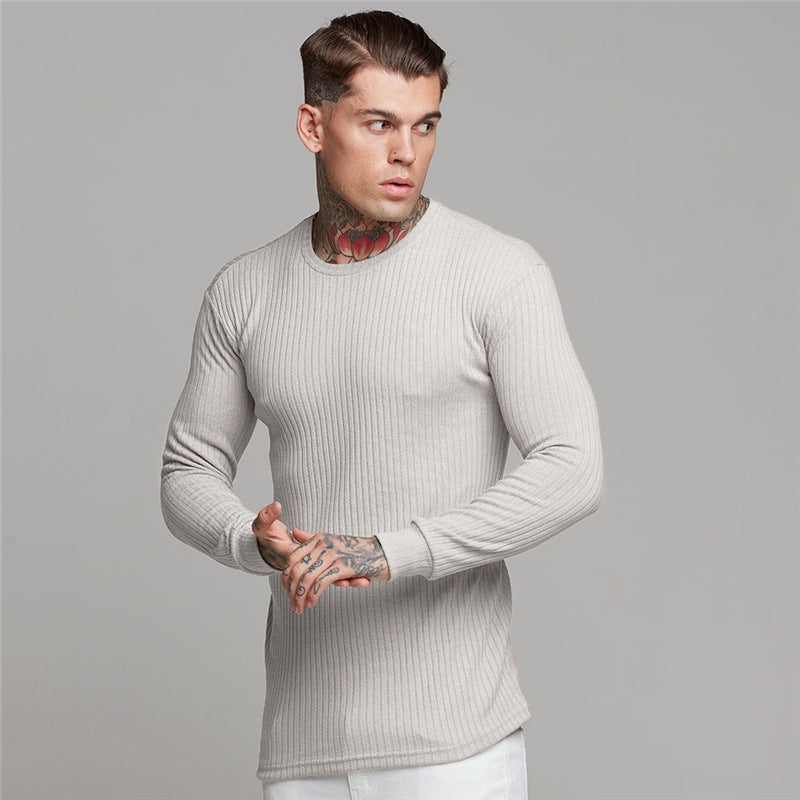 KZZ Slim Fit Knit Long Sleeve T-Shirt for Men