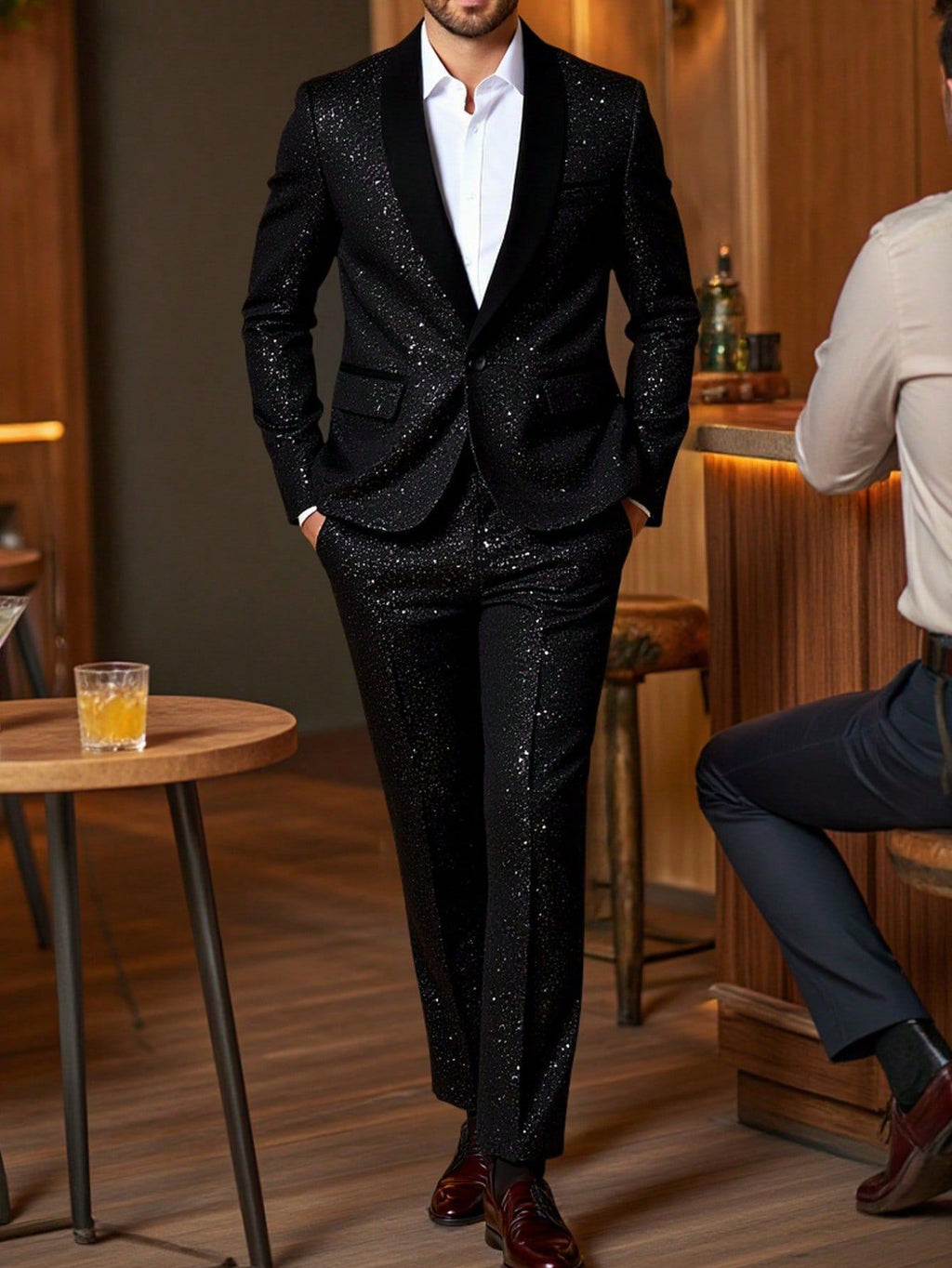 KZZ Men's Glitter Suit