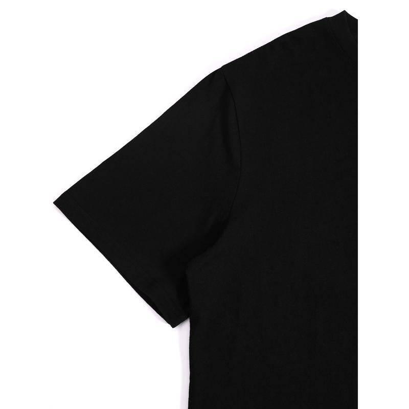 KZZ Men's black crew neck short-sleeved shirt (with flag pattern on the back)