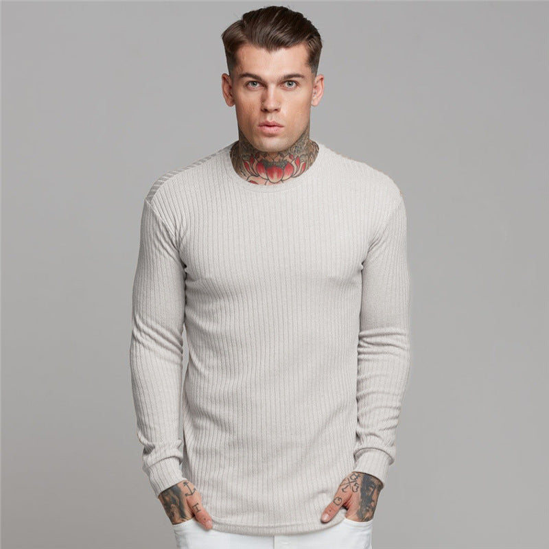 KZZ Slim Fit Knit Long Sleeve T-Shirt for Men