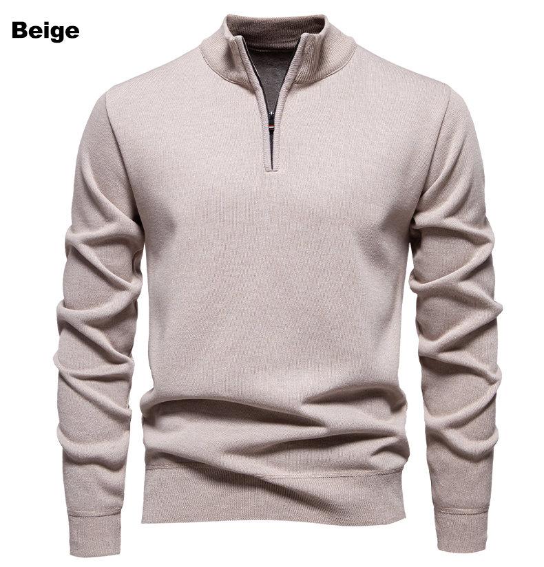 KZZ Men's Quarter Zip Sweater Slim Fit Lightweight High Neck Pullover Casual Sweater