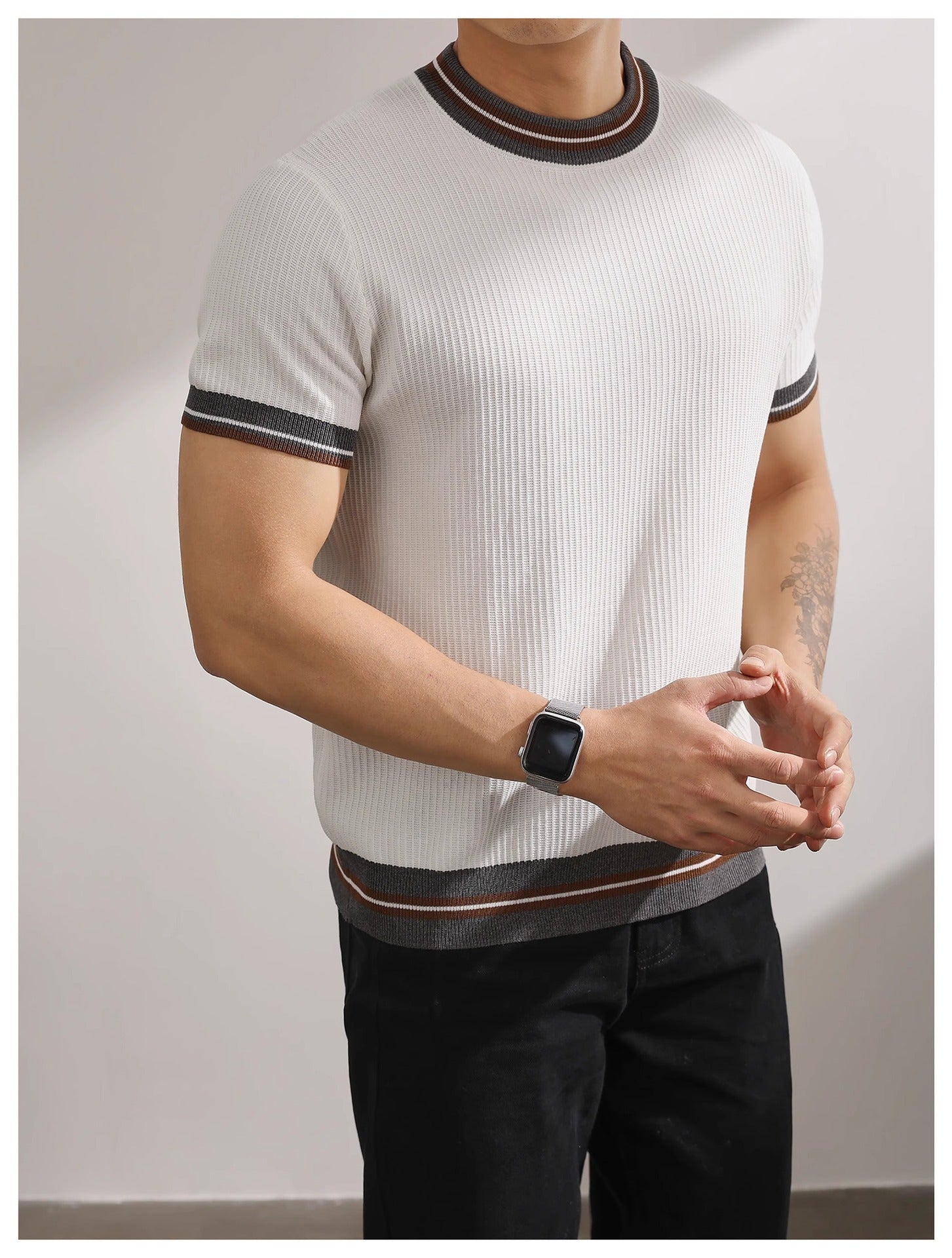 KZZ Casual Short-Sleeve Pullover Knit Top