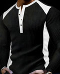 KZZ Men's Patchwork Henry Shirt
