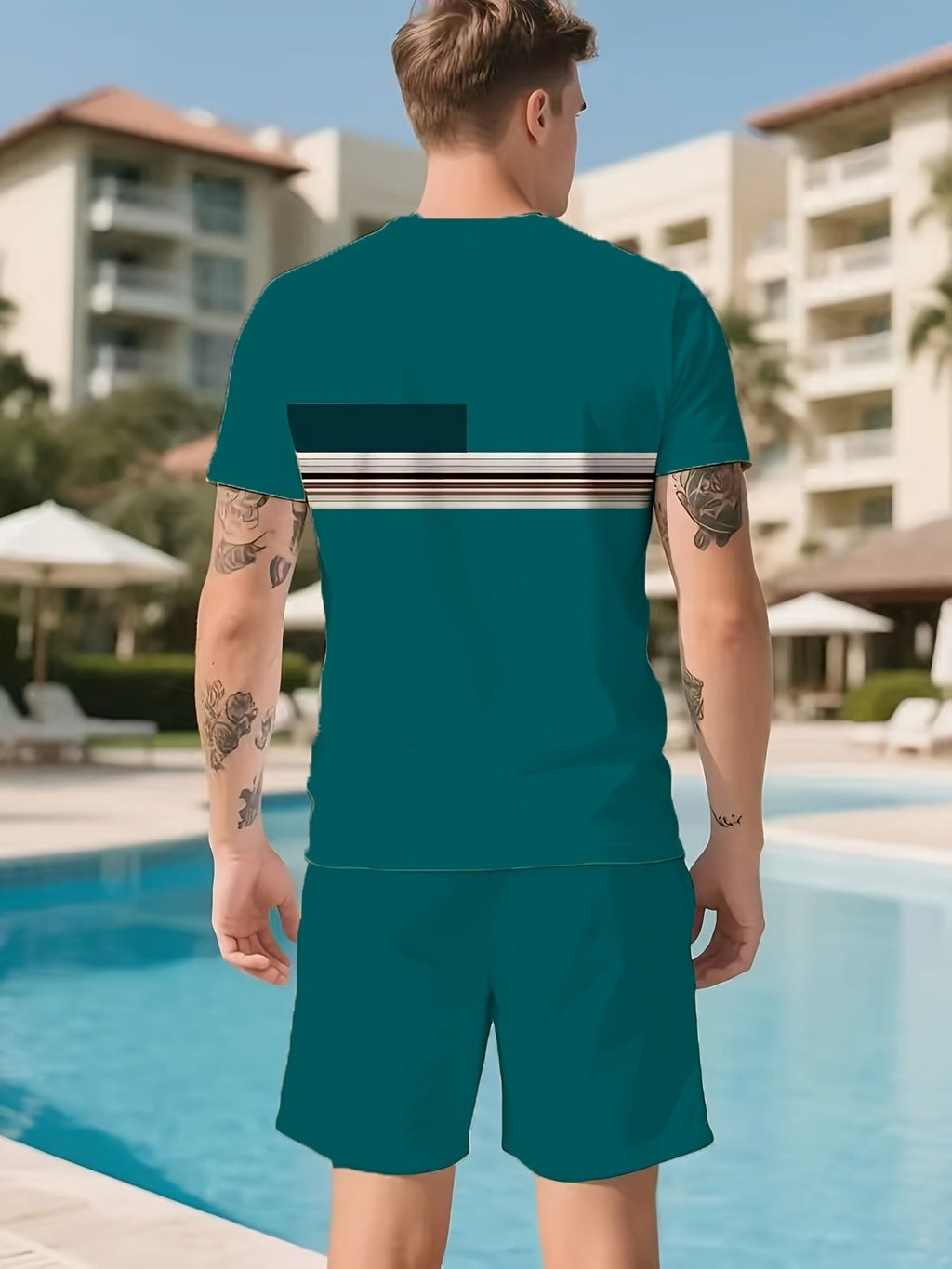 KZZ Men's short-sleeved shorts suit