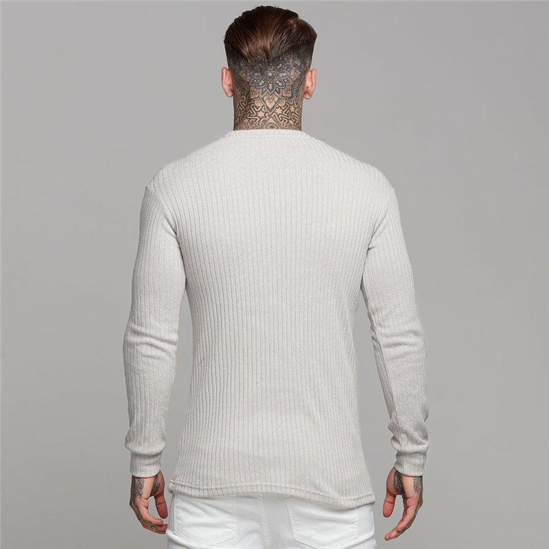 KZZ Slim Fit Knit Long Sleeve T-Shirt for Men