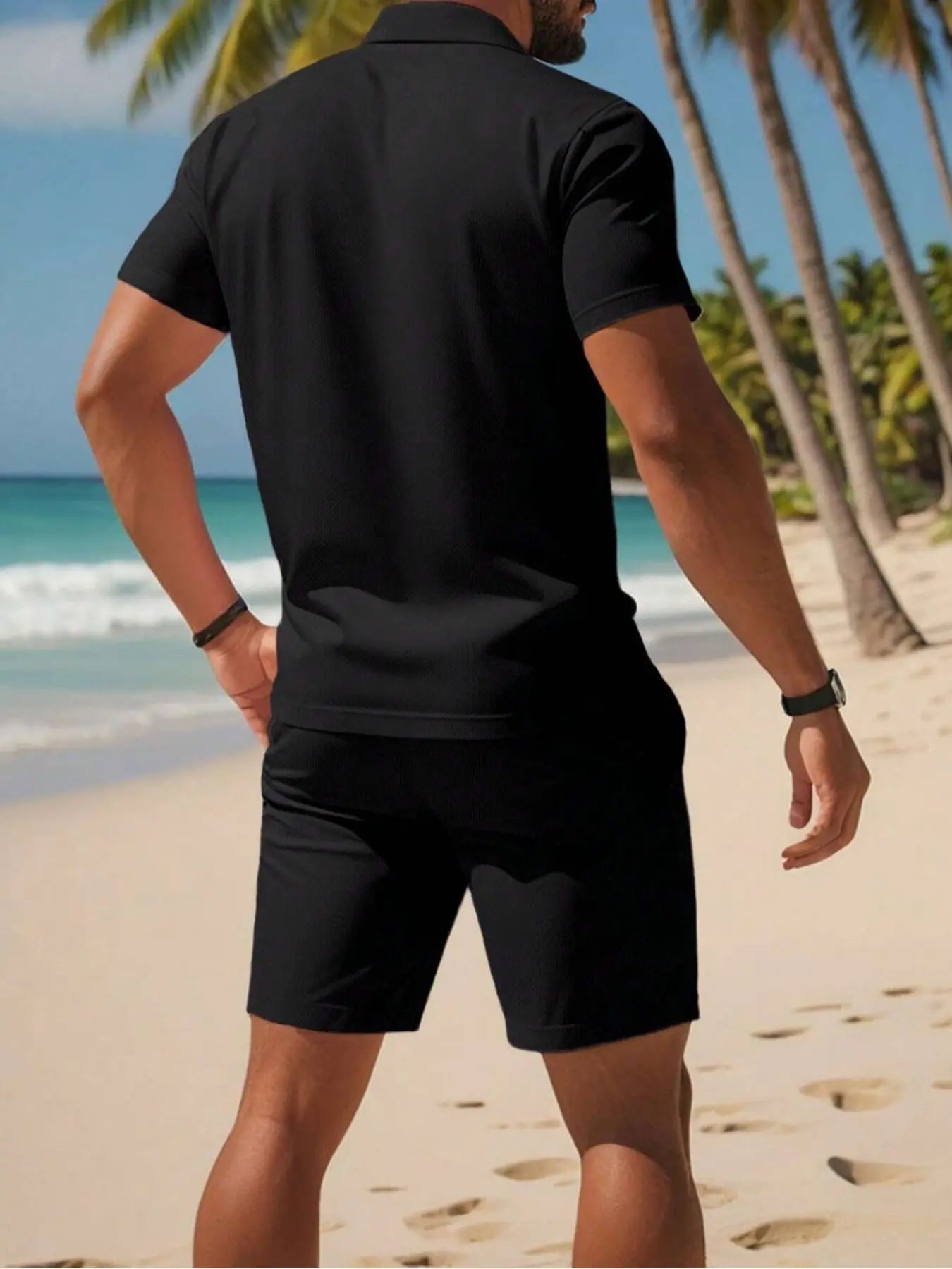 KZZ Casual sportswear versatile slim fit short-sleeved fashion suit for men