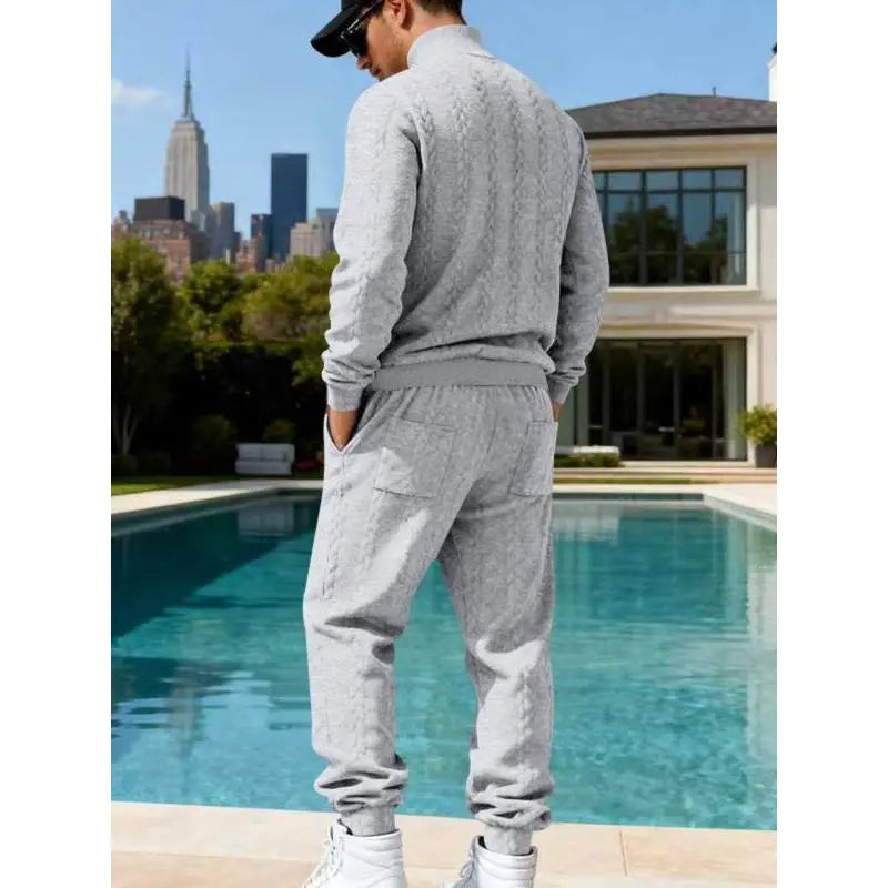 KZZ Men's Textured Knit Two-Piece Set