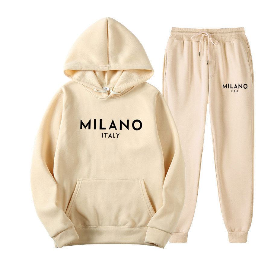 KZZ Men's Printed Hoodie and Drawstring Sweatpants Set, Menswear