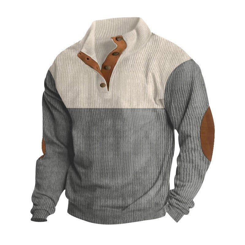 KZZ Men's Color Block Casual Hoodie, Half-Zip Long-Sleeve Sweatshirt