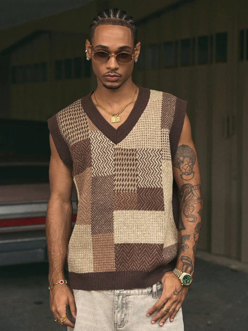 KZZ Unisex Retro Knitted Vest