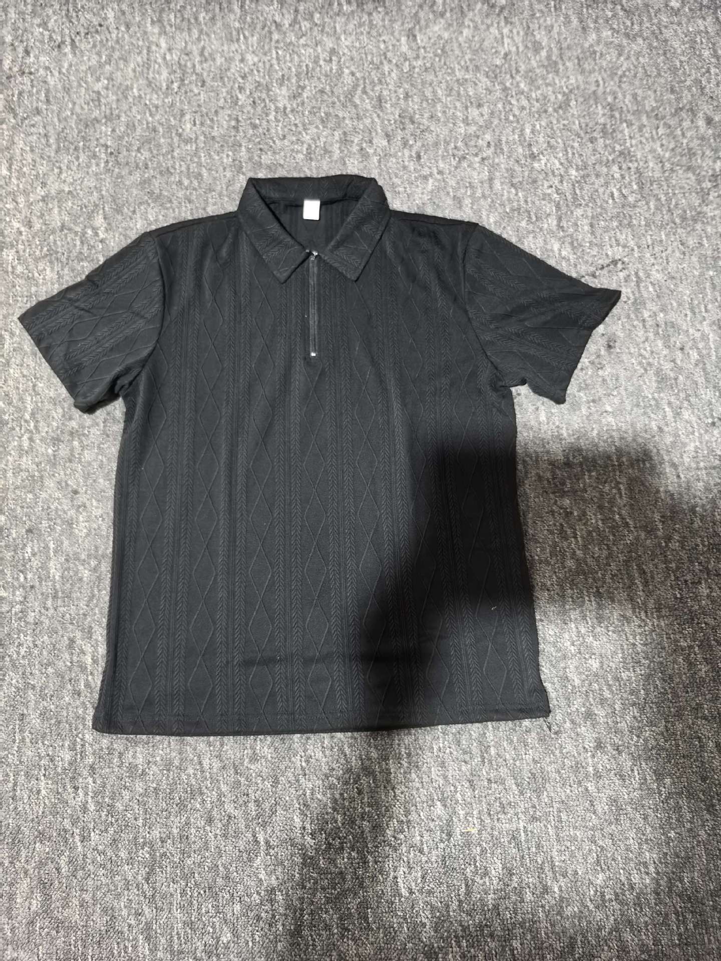 KZZ Retro loose textured knit polo shirt for men