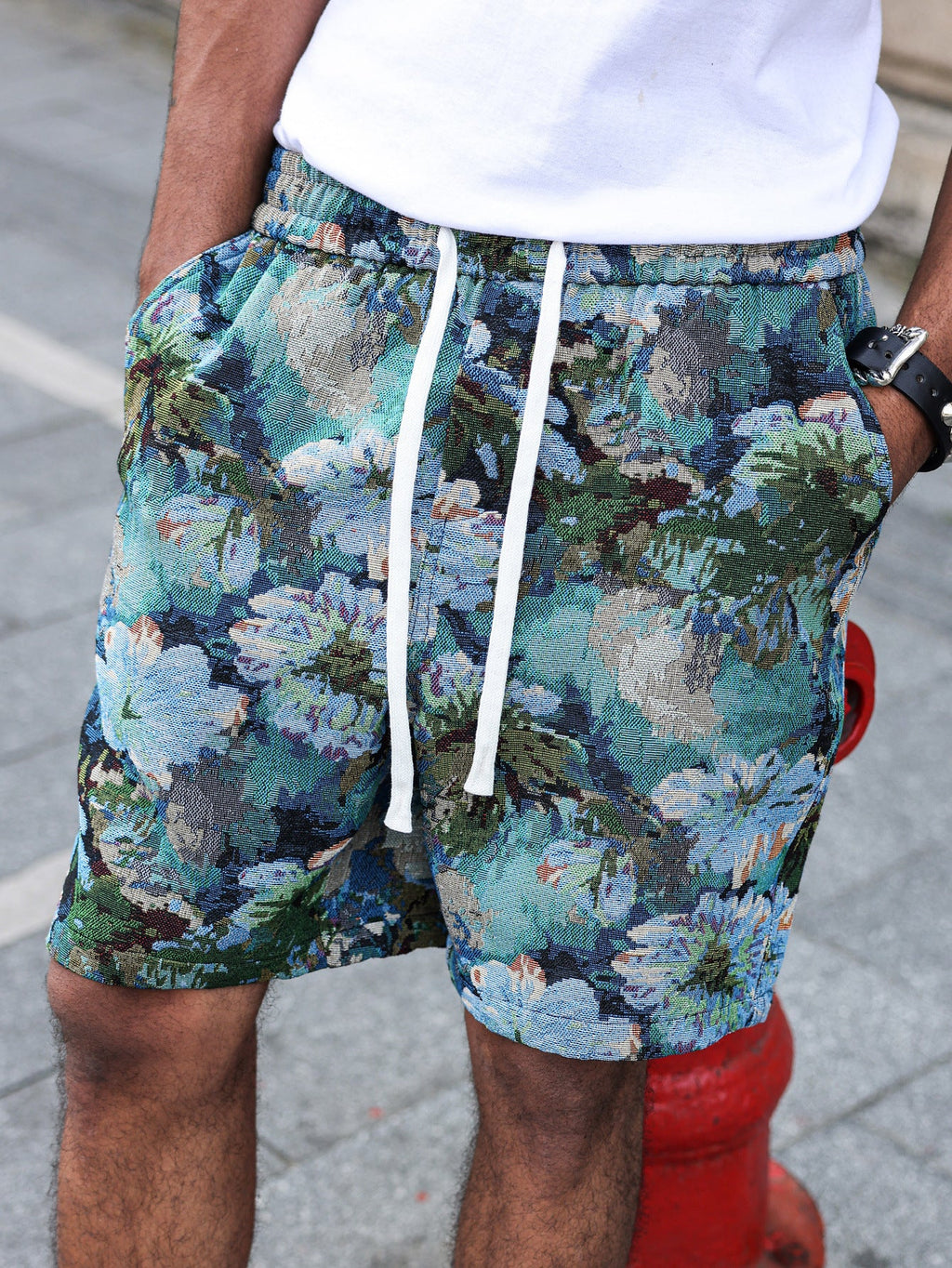 KZZ Retro floral brocade shorts