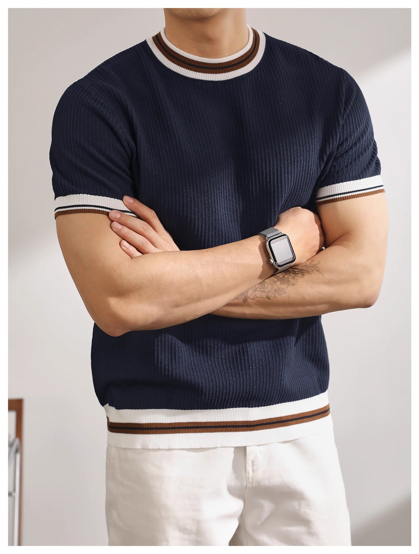 KZZ Casual Short-Sleeve Pullover Knit Top