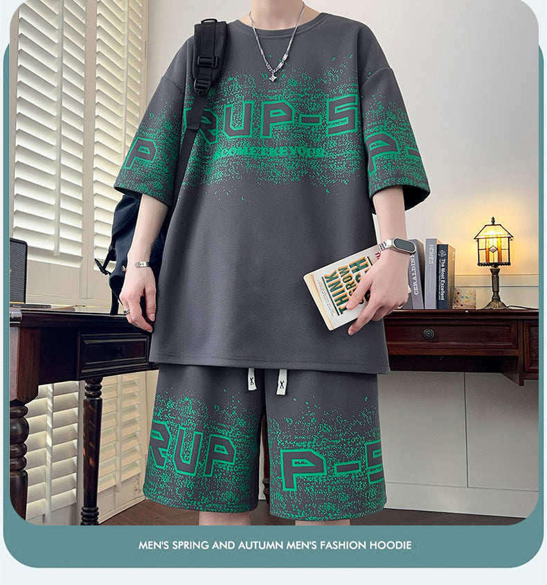 KZZ Trendy letter print short-sleeved menswear