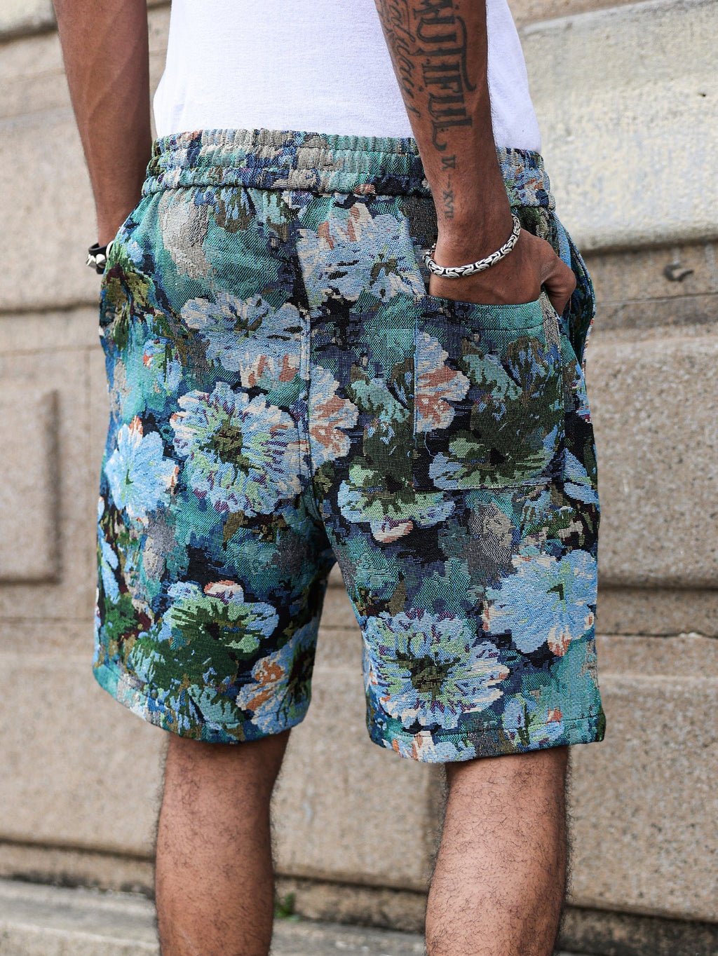 KZZ Retro floral brocade shorts