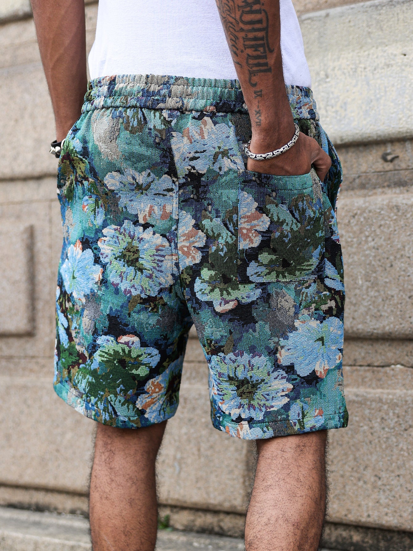 KZZ Retro floral brocade shorts