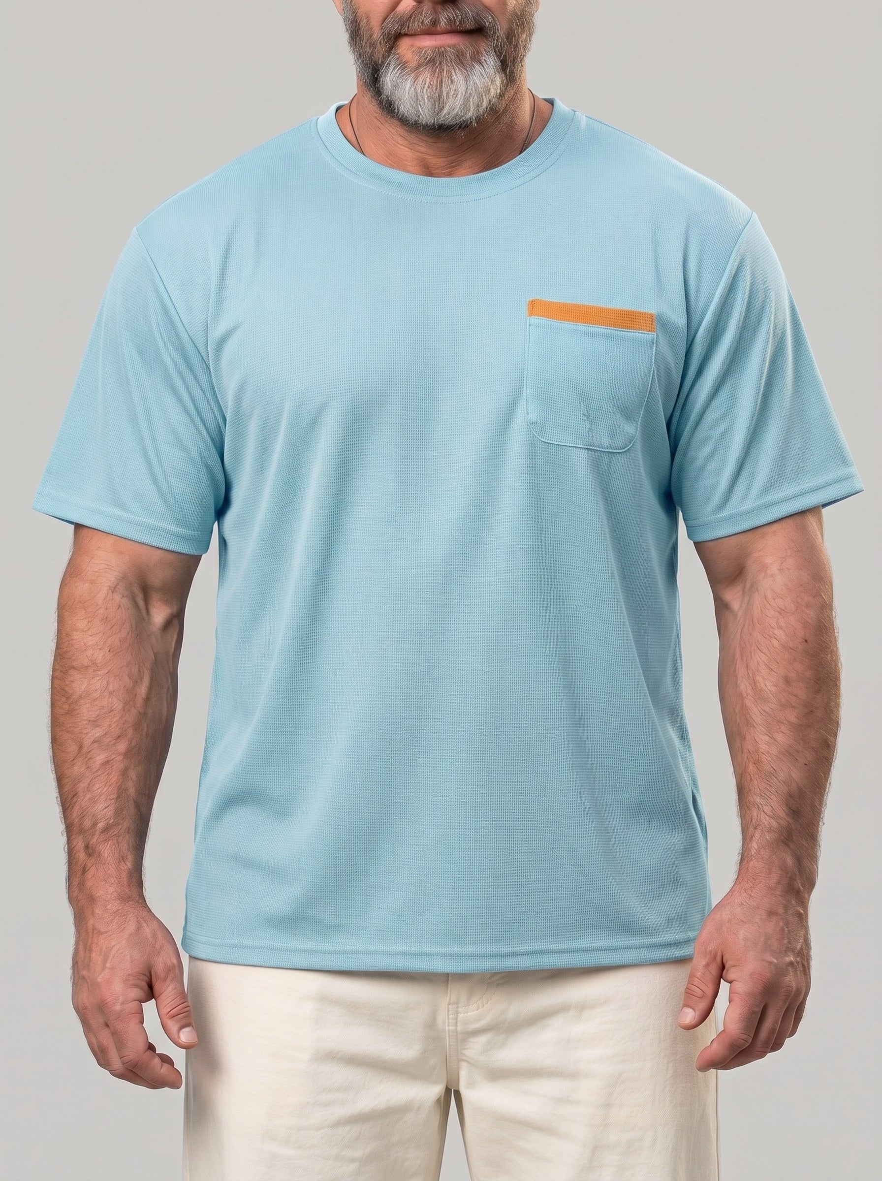 KZZ Men's Classic Waffle-Knit T-Shirt