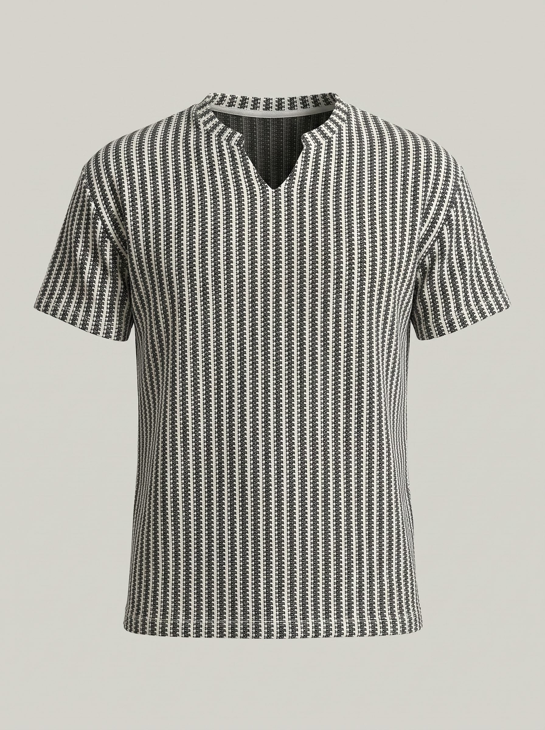KZZ Men's Minimalist V-Neck Short-Sleeve Shirt