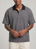 KZZ Men's Waffle-Knit Polo Shirt