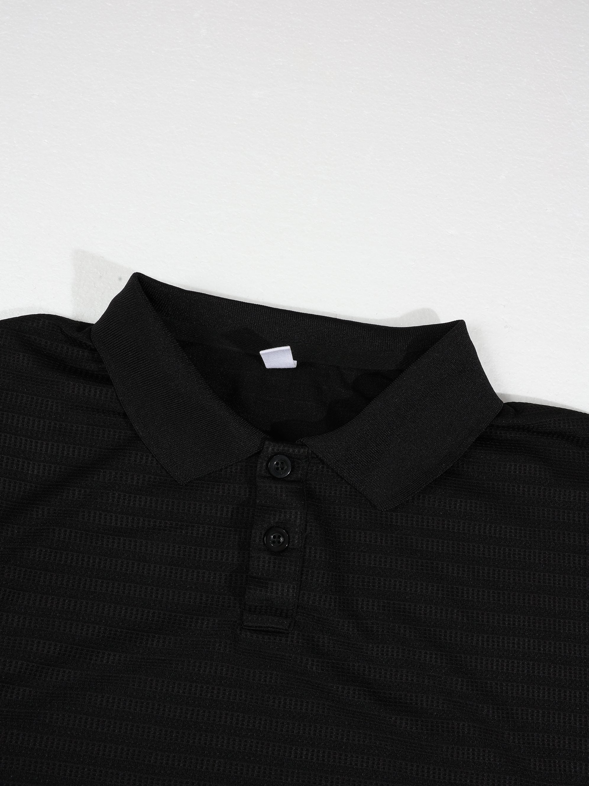 KZZ Men's Waffle-Knit Polo Shirt