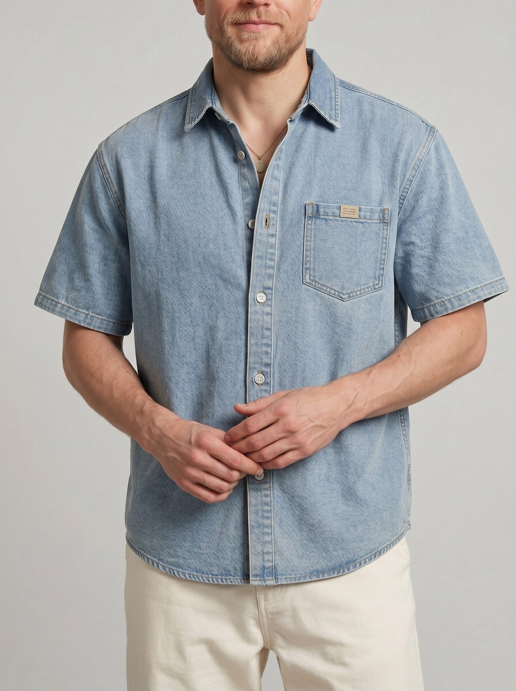 KZZ Men's Vintage Denim Shirt Jacket
