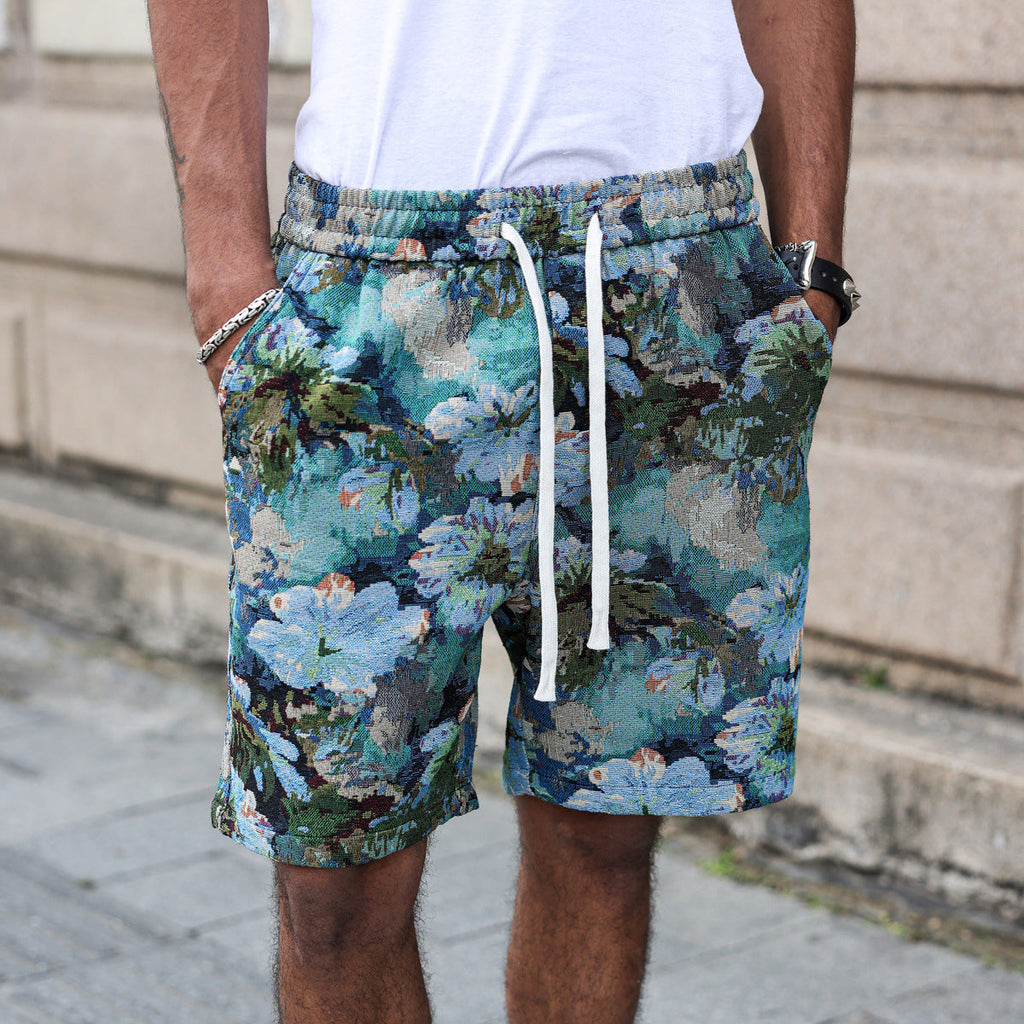 KZZ Retro floral brocade shorts