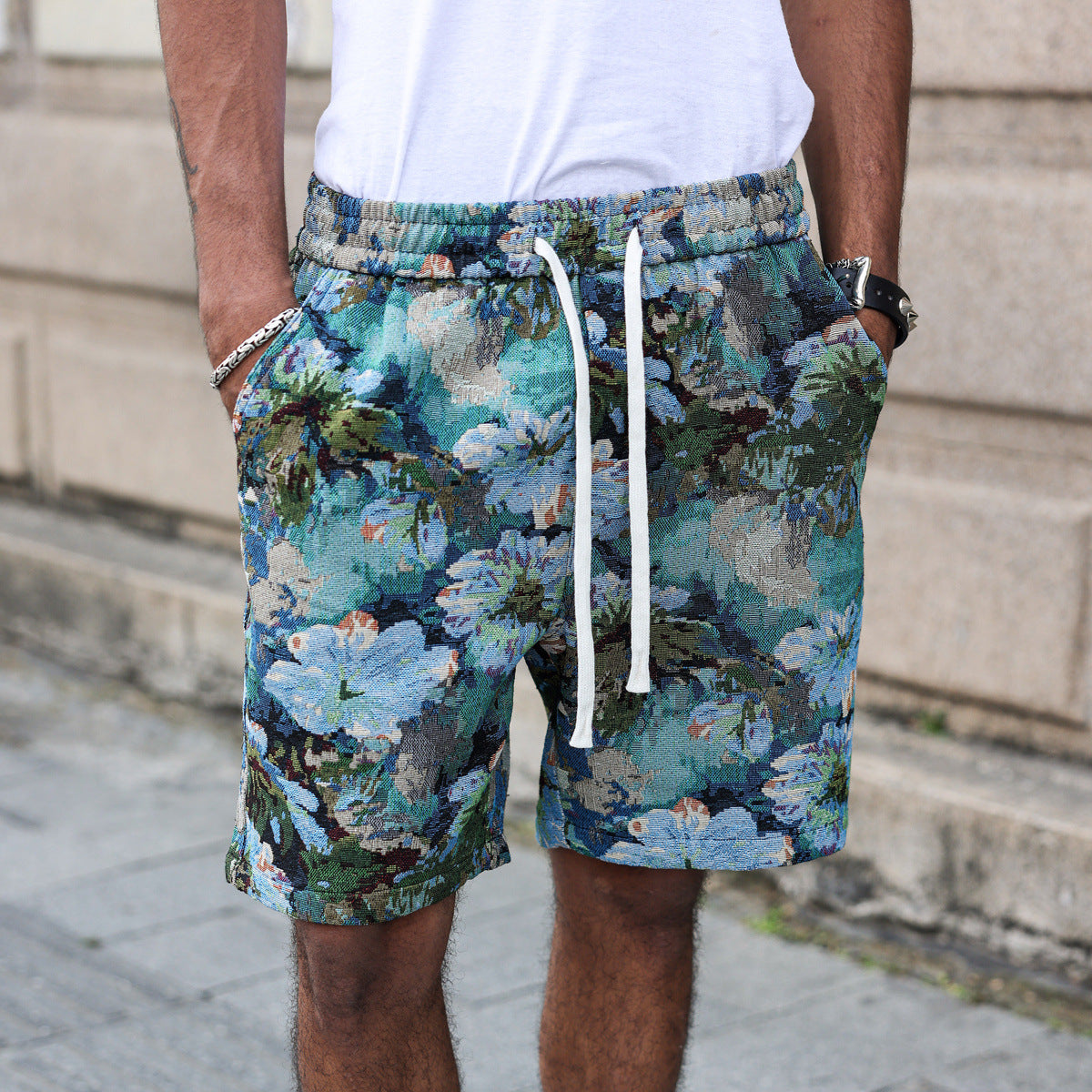 KZZ Retro floral brocade shorts