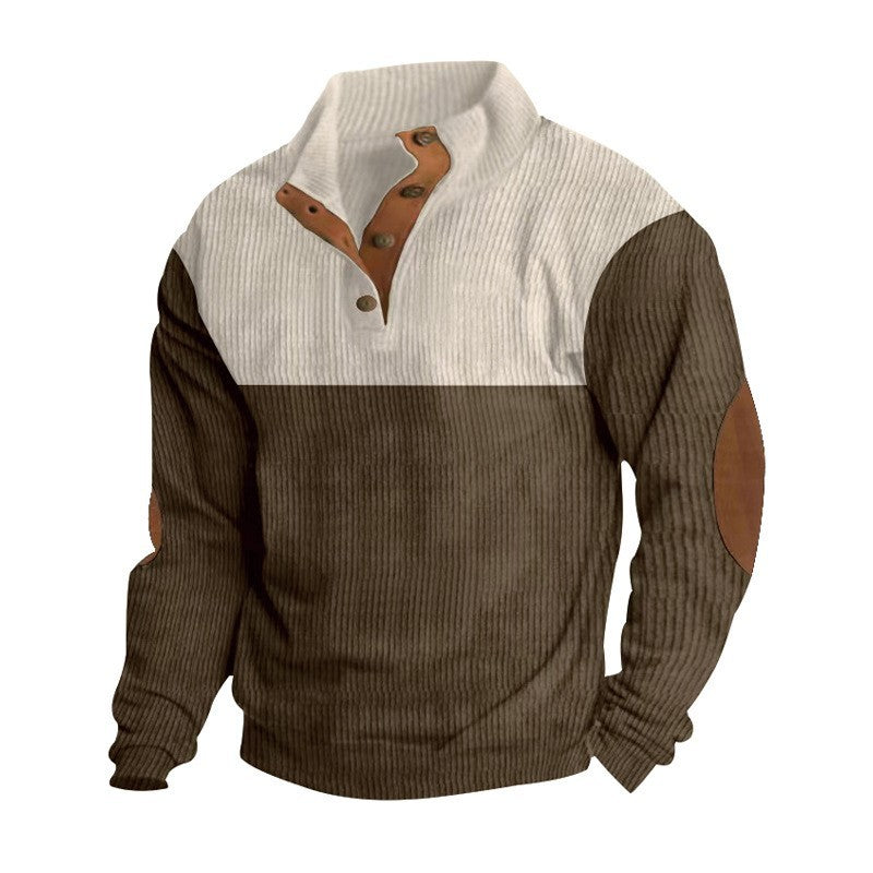 KZZ Men's Color Block Casual Hoodie, Half-Zip Long-Sleeve Sweatshirt