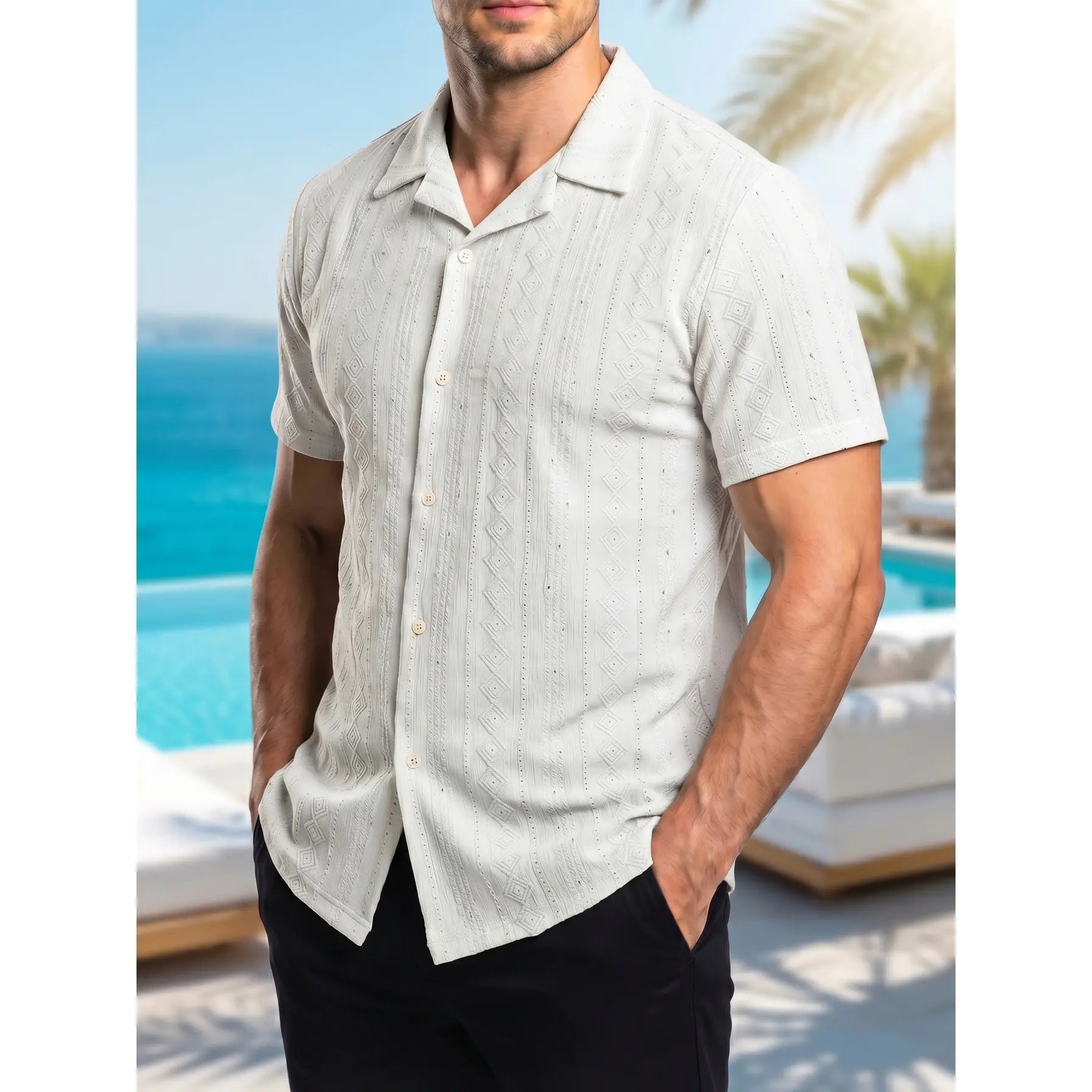 KZZ Men's Casual Short-Sleeve Shirt
