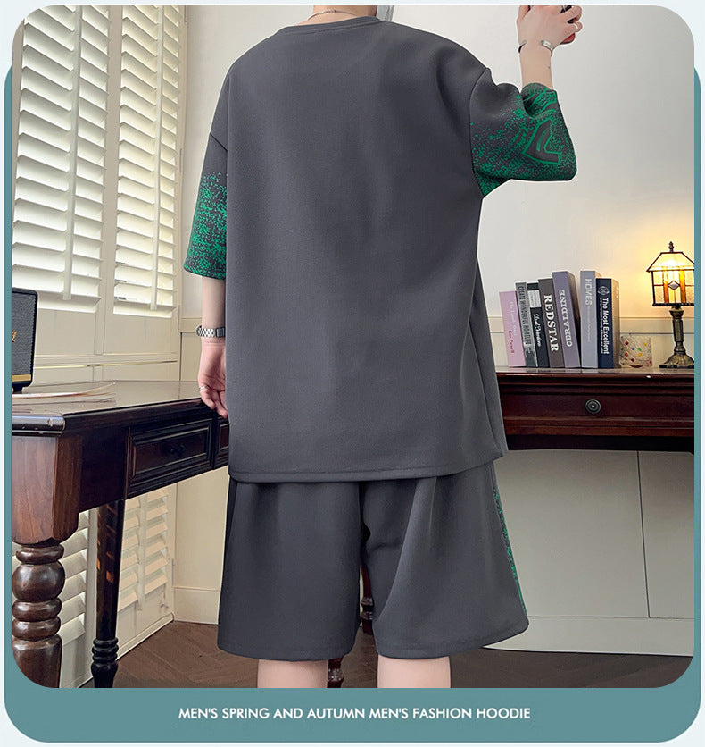 KZZ Trendy letter print short-sleeved menswear