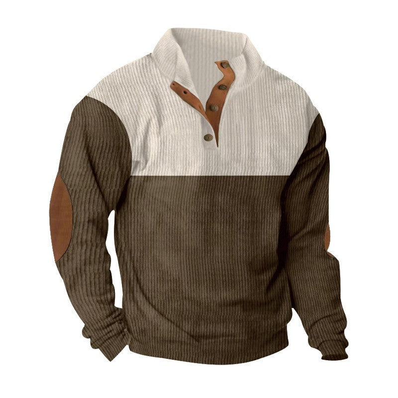 KZZ Men's Color Block Casual Hoodie, Half-Zip Long-Sleeve Sweatshirt