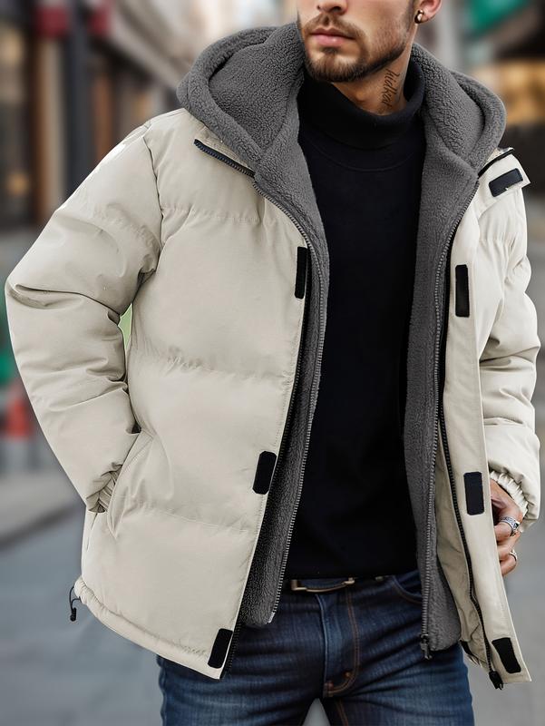 KZZ Men's Thickened Windproof Winter Jacket - Cold-Resistant Warm Fleece Lined Hooded Coat