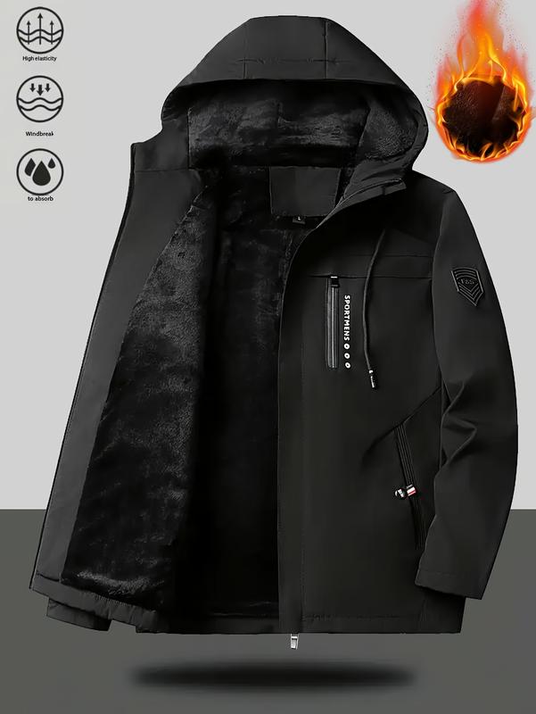 KZZMen's Heavyweight Full-Zip Hooded Jacket Windproof High-Quality Coat