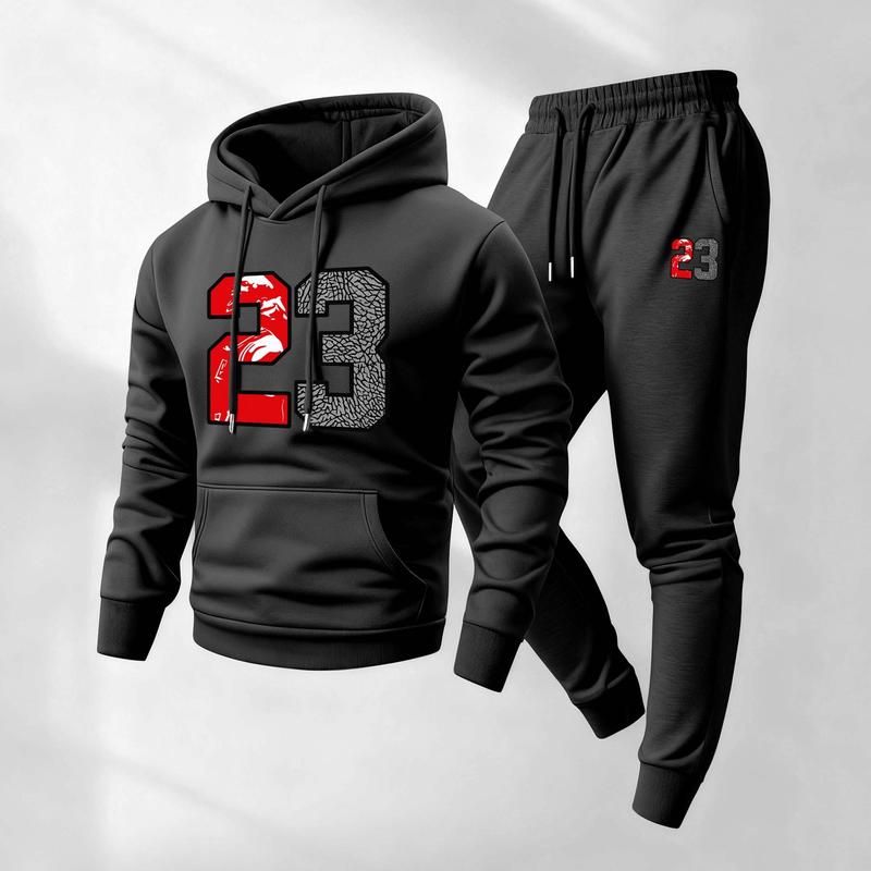 KZZ Men's Casual Athletic Long-Sleeved Hooded Jacket And Pants
