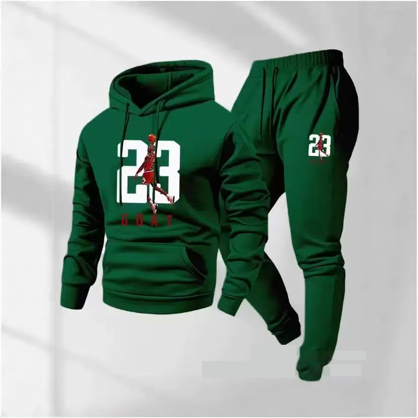 KZZ Men's Goat 23 Pattern Print Hoodie and Drawstring Sweatpants Set