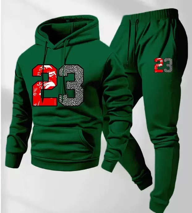 KZZ Men's Casual Athletic Long-Sleeved Hooded Jacket And Pants