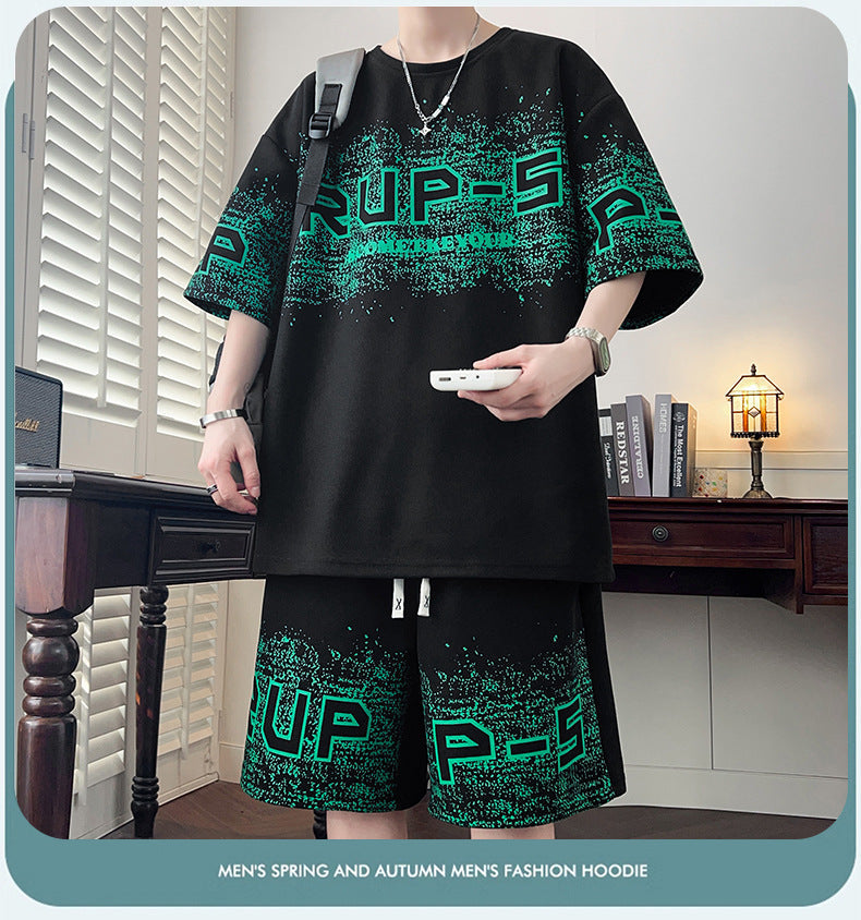 KZZ Trendy letter print short-sleeved menswear