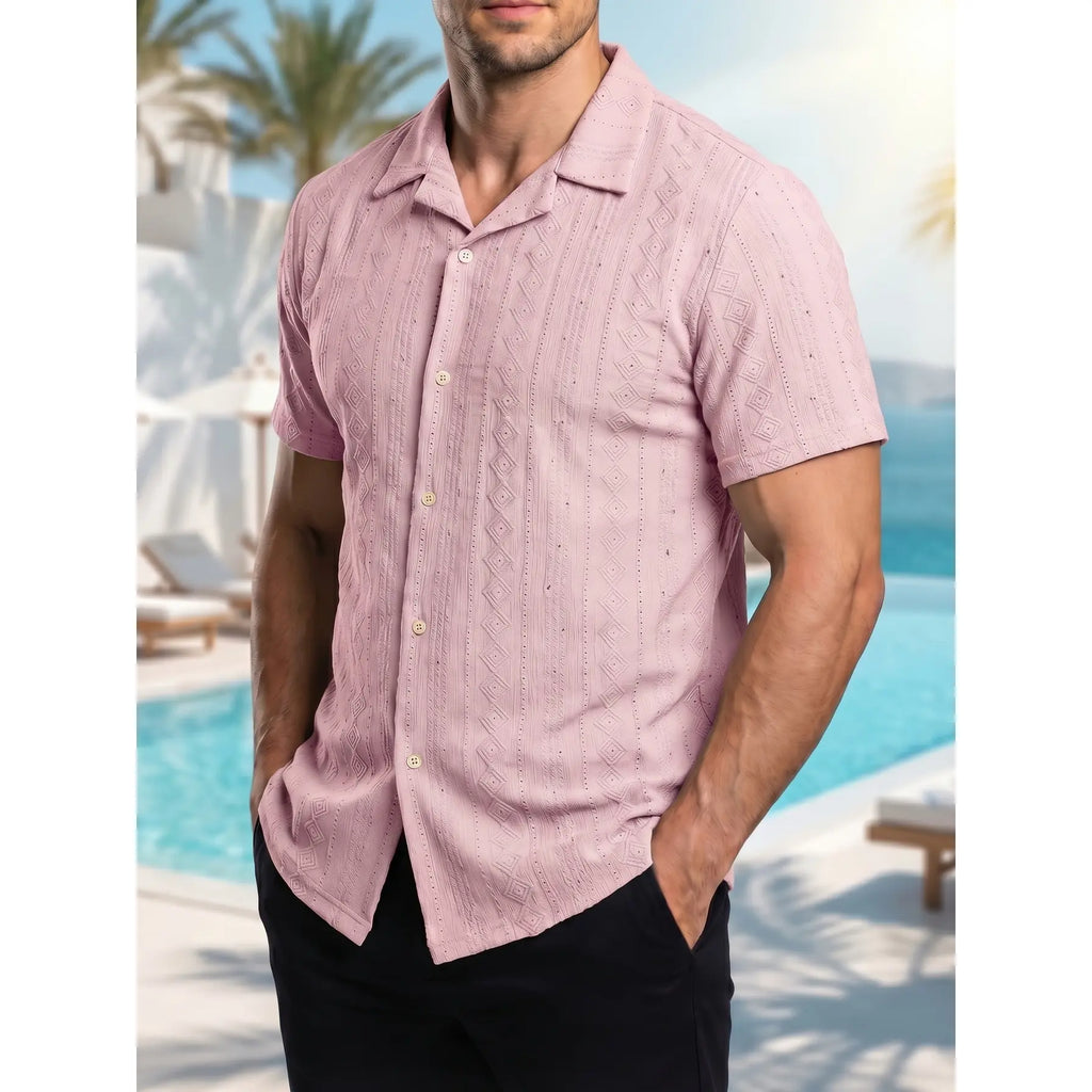 KZZ Men's Casual Short-Sleeve Shirt