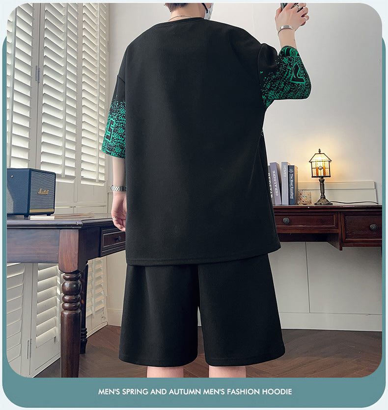 KZZ Trendy letter print short-sleeved menswear